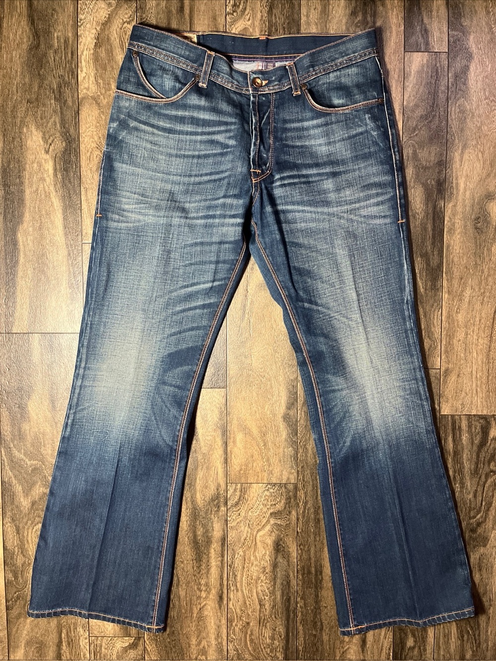Ted Baker Well Kneaded Button Fly Bootcut Jeans Men's 34x34 DW Premium Denim EUC